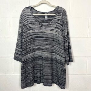 Catherines Sweater Tunic Heather Black‎ Scoop Neck Swingy Cozy Office Mature 2X